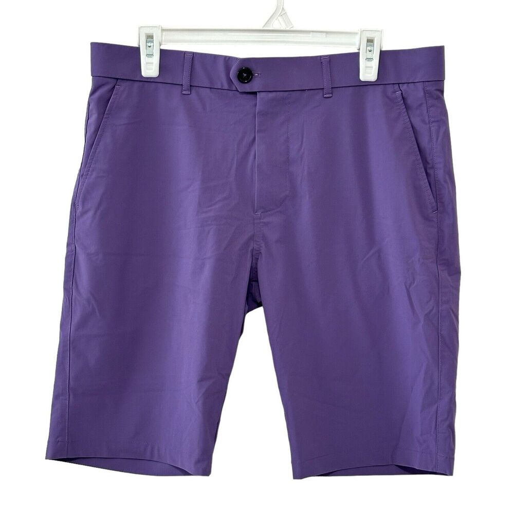 Greyson Mens Golf Shorts 34 x 10" Montauk Purple Casual Stretch Tech Long Inseam